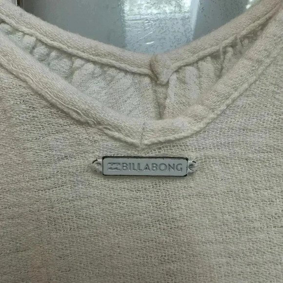 Billabong Cream Long Sleeve Cotton Coastal Beach Bohemian Vibes Blouse Size S - Picture 6 of 6